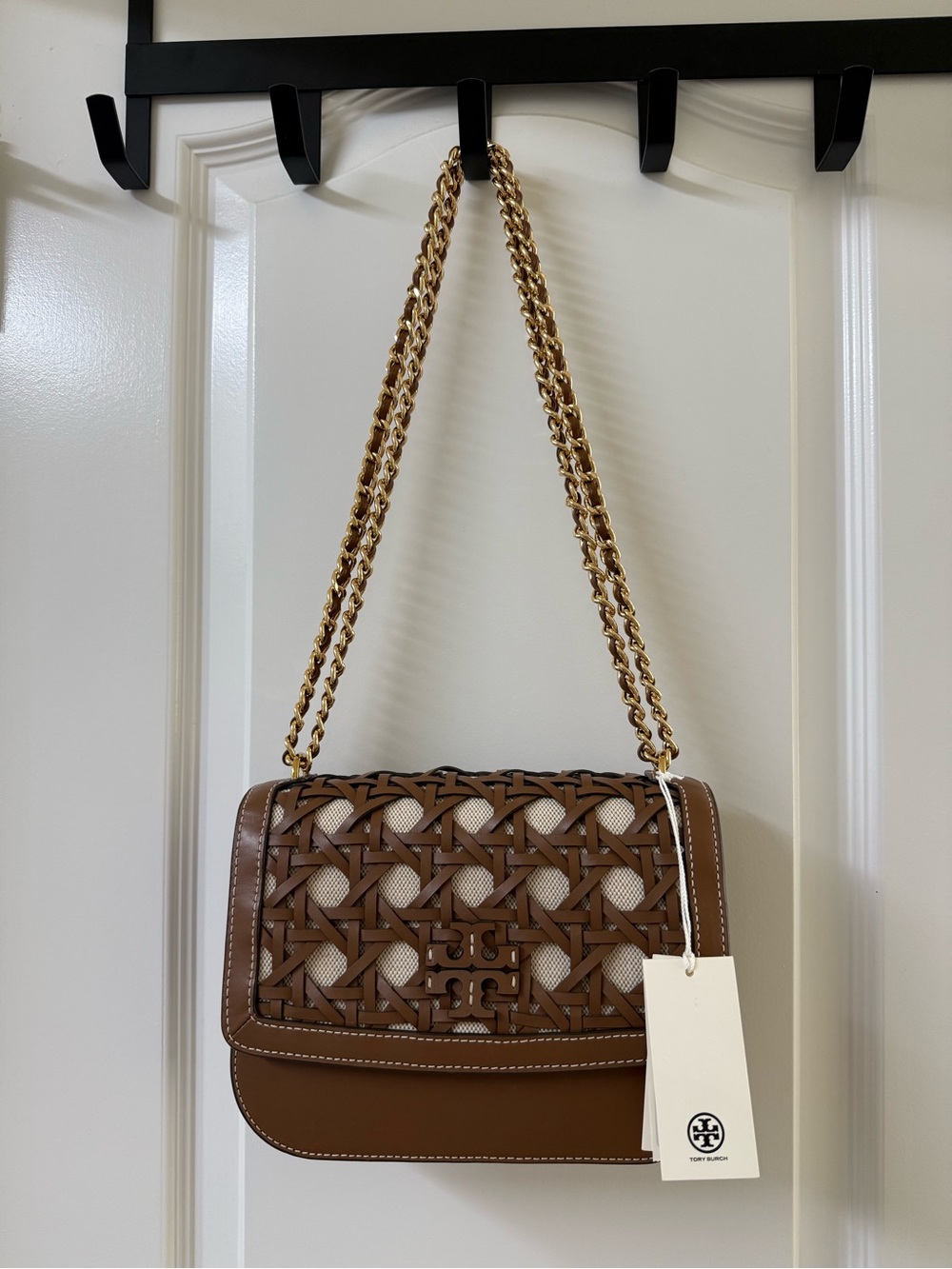 Tory Burch Britten Basket-Weave Small Adjustable
Shoulder Bag